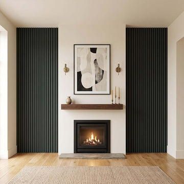 Listones de pared WPC de canto plano en verde oscuro, panel de lama para pared elegante
