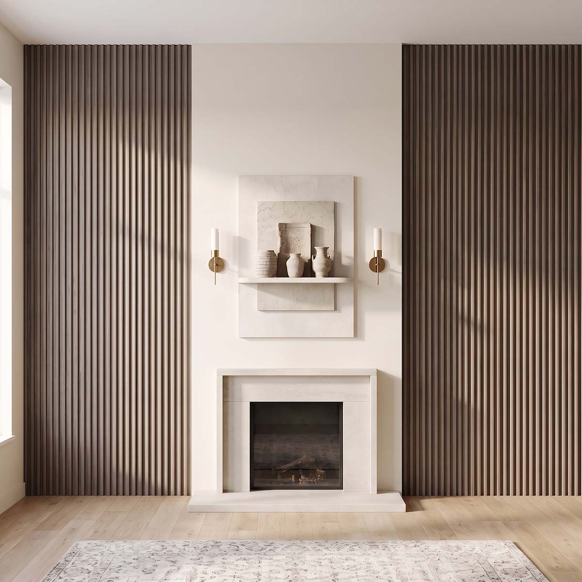 Listones de pared WPC de perfil V suave, revestimiento alistonado para pared decorativa moderna
